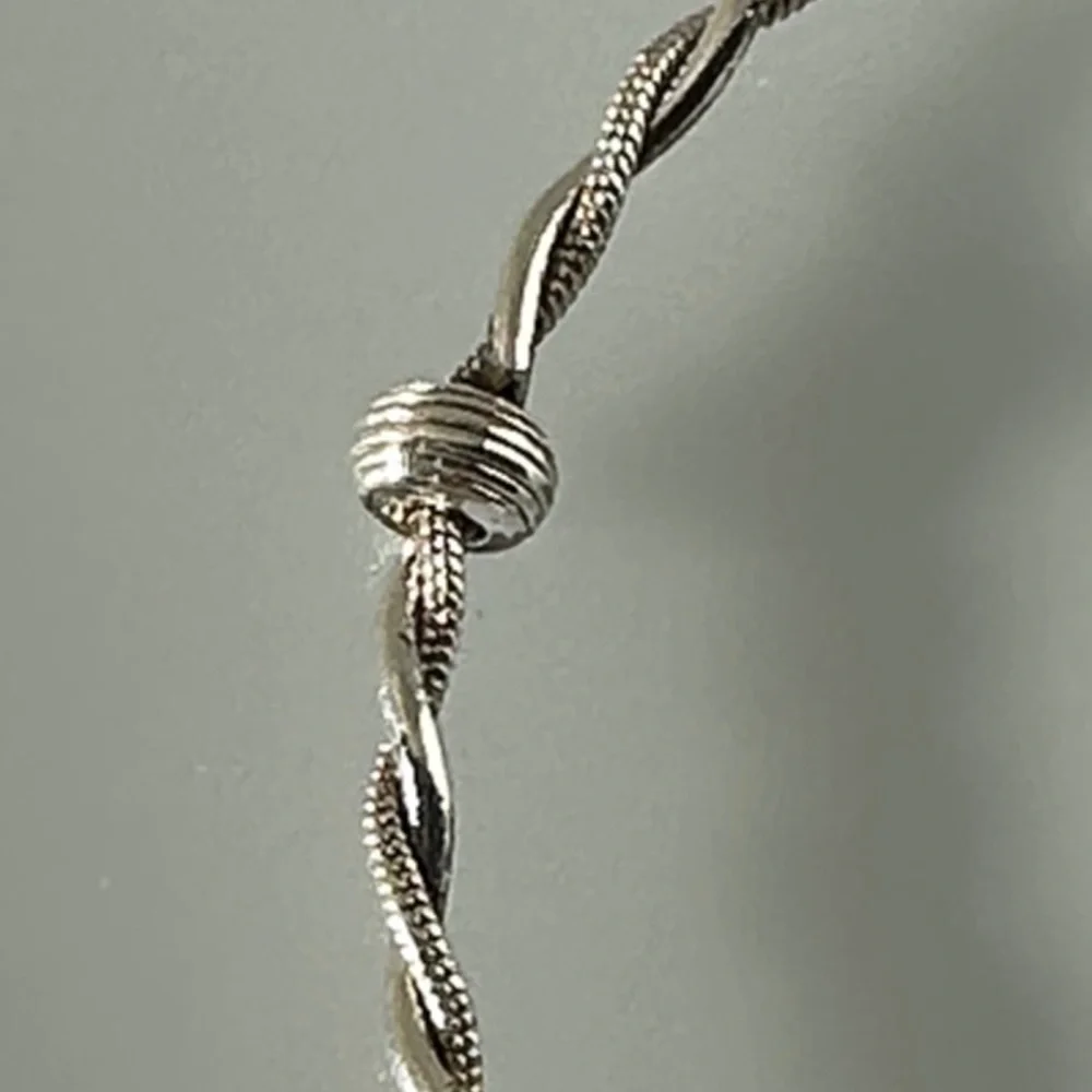 Brighton Silver Twisted Bracelet with Heart and Forever Charms​